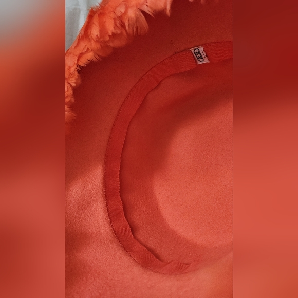 Orange Felt hat with Feathers - Picture 5 of 5